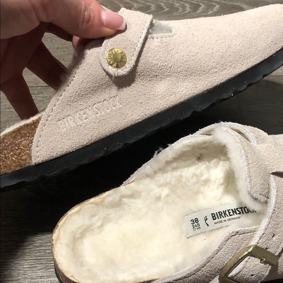 Birkenstock women’s Boston Shearling Slippers - Cream - Picture 3 of 14